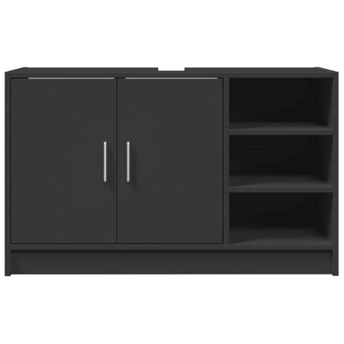 Meuble Vasque, Meuble De Salle De Bain, Meuble Lavabo Noir 90x29x55 Cm Bois D'ingénierie