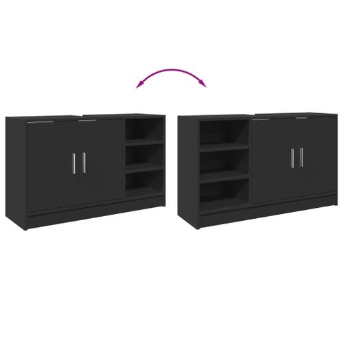 Meuble Vasque, Meuble De Salle De Bain, Meuble Lavabo Noir 90x29x55 Cm Bois D'ingénierie