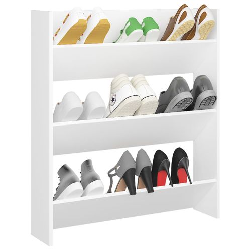 Meuble à Chaussures Murale, Armoire à Chaussures Suspendue Blanc 80x18x90 Cm Bois D'ingénierie