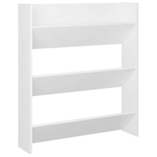 Meuble à Chaussures Murale, Armoire à Chaussures Suspendue Blanc 80x18x90 Cm Bois D'ingénierie