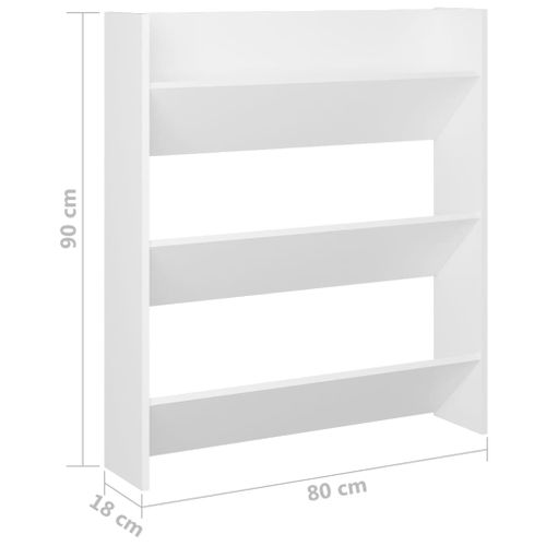 Meuble à Chaussures Murale, Armoire à Chaussures Suspendue Blanc 80x18x90 Cm Bois D'ingénierie