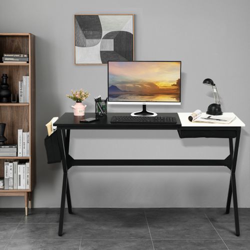 Bureau D'ordinateur Tiroir Espace De Stockage Caché Latéral Moderne Et Élégante 120x60x73,5cm Noir