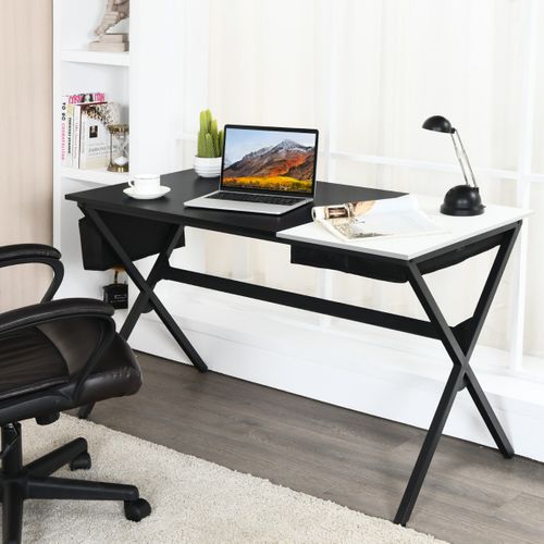 Bureau D'ordinateur Tiroir Espace De Stockage Caché Latéral Moderne Et Élégante 120x60x73,5cm Noir
