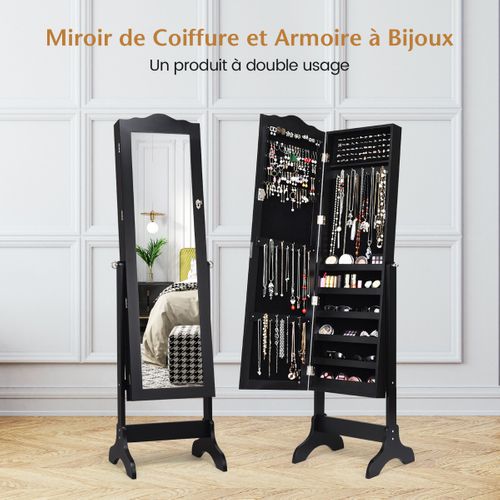 Armoire à Bijoux Sur Pied 2 Organiseurs Cosmétiques Amovibles Pour Toutes Sortes De Bijoux Noir