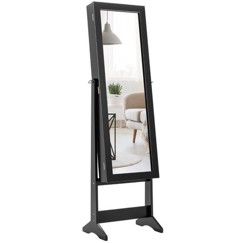 Armoire à Bijoux Sur Pied Avec Miroir Armoire De Rangement Cosmétiques 3 Positions Réglables Noir