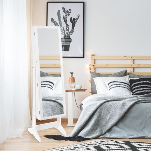 Armoire à Bijoux Sur Pied Avec Miroir Psyché Inclinable Et Présentoir Pour Bijoux Blanc