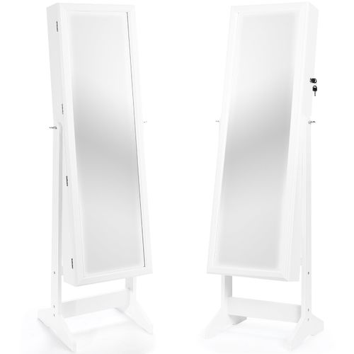 Armoire à Bijoux Sur Pied Avec Miroir Psyché Inclinable Et Présentoir Pour Bijoux Blanc