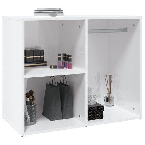 Armoire De Rangement - Armoire De Chambre Blanc Brillant 80x40x65cm Bois D'ingénierie