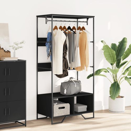 Armoire De Rangement - Armoire De Chambre Noir 90x50x180 Cm Bois D’ingénierie