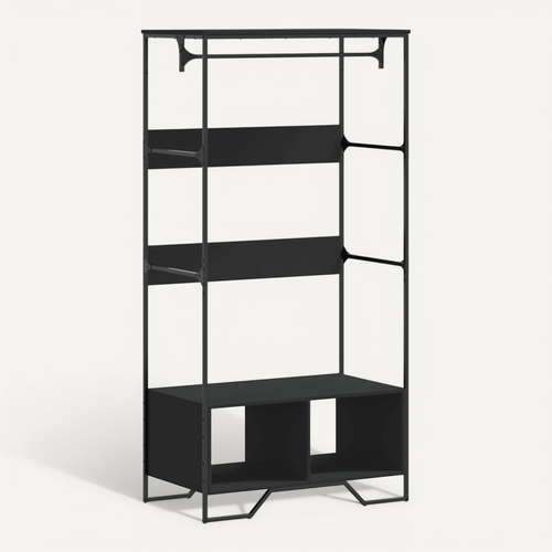 Armoire De Rangement - Armoire De Chambre Noir 90x50x180 Cm Bois D’ingénierie