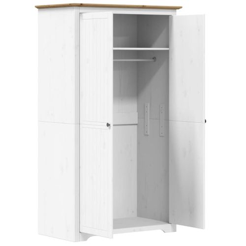 Armoire De Rangement - Armoire De Chambre Blanc Marron 99x53,5x173 Cm Bois Massif De Pin