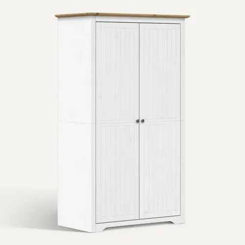 Armoire De Rangement - Armoire De Chambre Blanc Marron 99x53,5x173 Cm Bois Massif De Pin