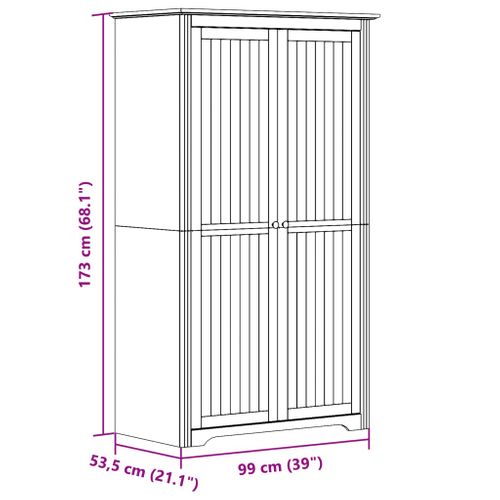 Armoire De Rangement - Armoire De Chambre Blanc Marron 99x53,5x173 Cm Bois Massif De Pin
