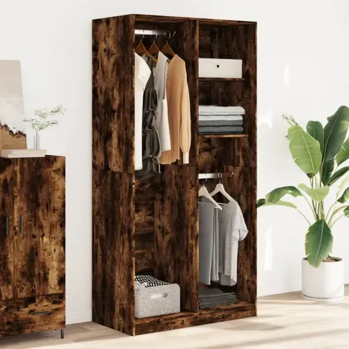 Armoire De Rangement - Armoire De Chambre Chêne Fumé 100x50x200 Cm Bois D'ingénierie