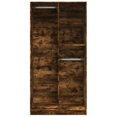 Armoire De Rangement - Armoire De Chambre Chêne Fumé 100x50x200 Cm Bois D'ingénierie