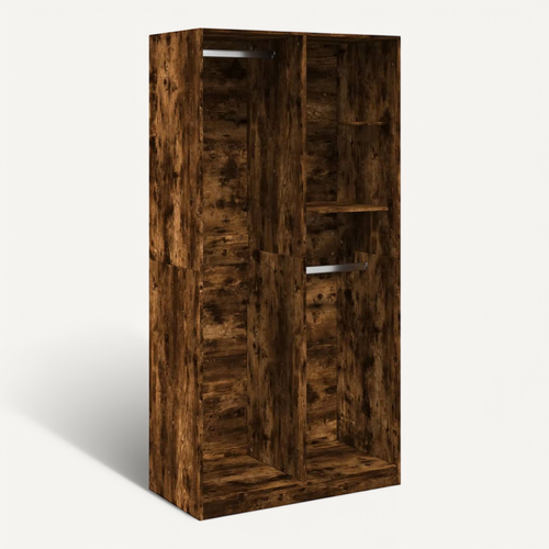 Armoire De Rangement - Armoire De Chambre Chêne Fumé 100x50x200 Cm Bois D'ingénierie