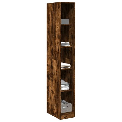Armoire De Rangement - Armoire De Chambre Chêne Fumé 30x50x200 Cm Bois D'ingénierie