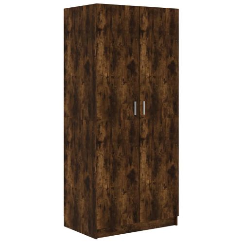 Armoire De Rangement - Armoire De Chambre Chêne Fumé 80x52x180 Cm Bois D'ingénierie