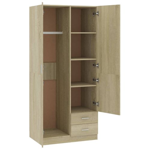 Armoire De Rangement - Armoire De Chambre Chêne Sonoma 80x52x180 Cm Aggloméré