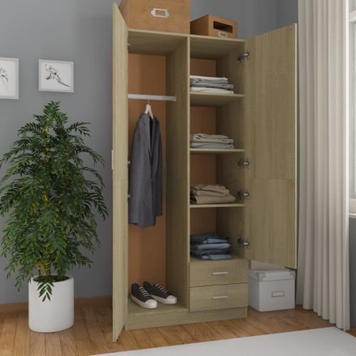 Armoire De Rangement - Armoire De Chambre Chêne Sonoma 80x52x180 Cm Aggloméré
