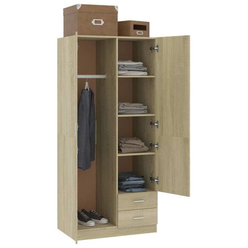 Armoire De Rangement - Armoire De Chambre Chêne Sonoma 80x52x180 Cm Aggloméré