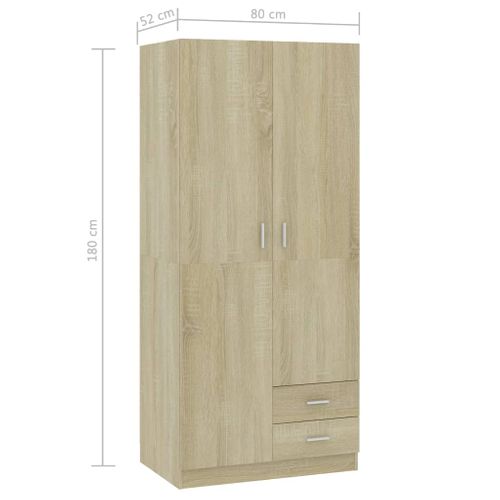 Armoire De Rangement - Armoire De Chambre Chêne Sonoma 80x52x180 Cm Aggloméré