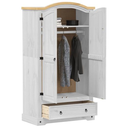 Armoire De Rangement - Armoire De Chambre Blanc 102x52x186 Cm Bois De Pin Massif