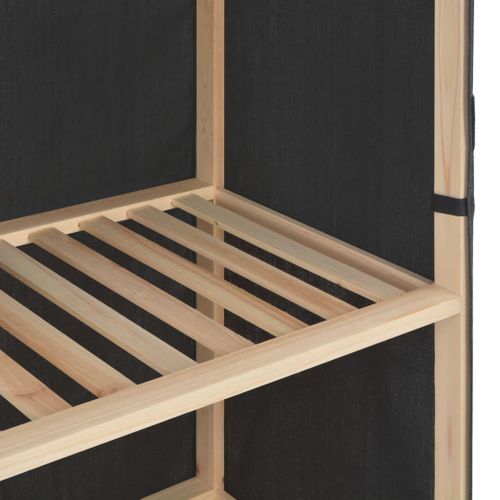 Chusui Armoire De Rangement Tissu Et Bois 110x40x170 Cm - Garde-Robe Penderie Avec Étagères Et Barre, Idéale Chambre Ou Entrée
