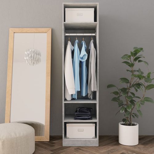 Armoire De Rangement - Armoire De Chambre Gris Béton 50x50x200 Cm Bois D'ingénierie