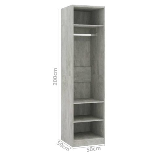Armoire De Rangement - Armoire De Chambre Gris Béton 50x50x200 Cm Bois D'ingénierie