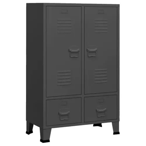 Armoire De Rangement - Armoire De Chambre Industrielle Anthracite 67x35x107 Cm Acier