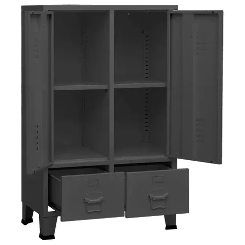 Armoire De Rangement - Armoire De Chambre Industrielle Anthracite 67x35x107 Cm Acier