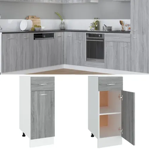 Meuble Bas De Cuisine - Armoire De Cuisine à Tiroir Sonoma Gris 30x46x81,5 Cm