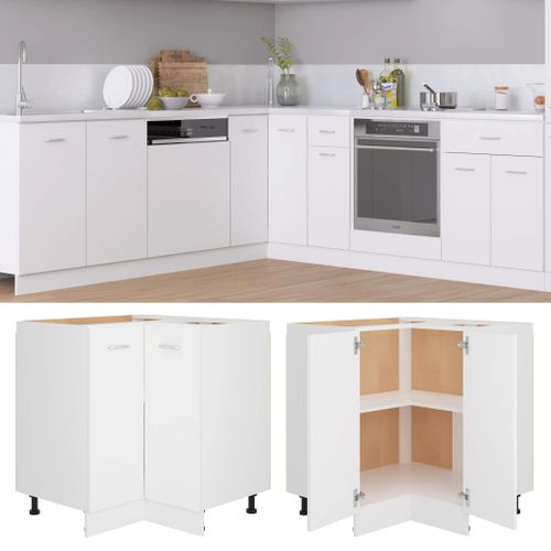 Meuble D'angle De Cuisine Bas - Armoire D'angle De Cuisine Blanc 75,5x75,5x81,5 Cm Bois