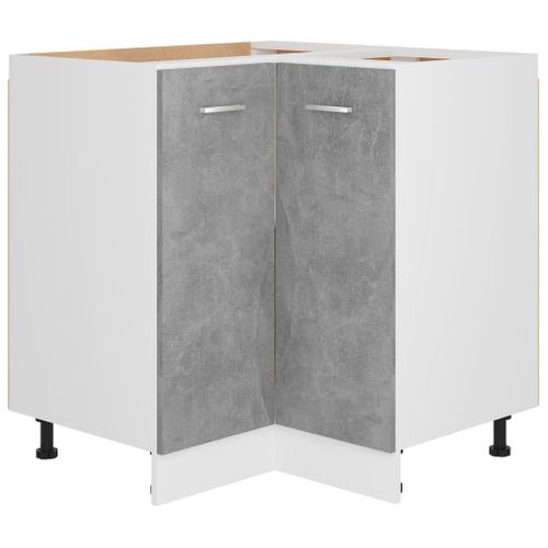 Meuble D'angle De Cuisine Bas - Armoire D'angle De Cuisine Gris Béton 75,5x75,5x81,5 Cm Bois