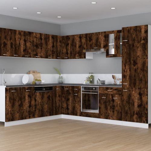 Meuble Haut De Cuisine, Armoire De Cuisine Murale Chêne Fumé 29,5x31x60 Cm Bois D'ingénierie