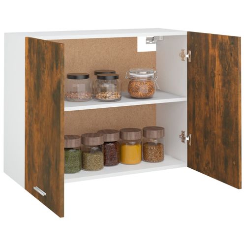 Meuble Haut De Cuisine, Armoire De Cuisine Murale Chêne Fumé 80x31x60 Cm Bois D'ingénierie