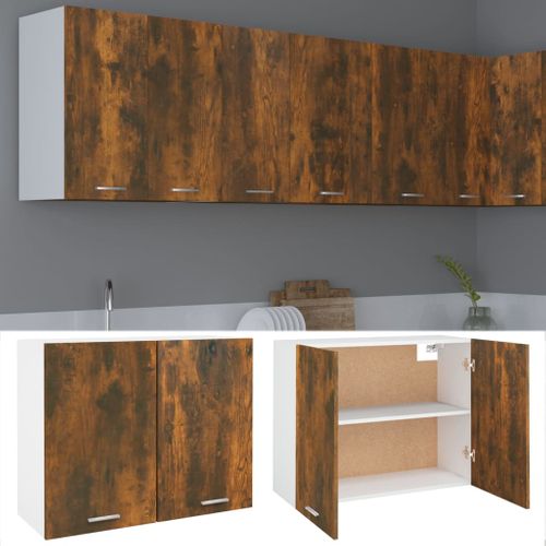 Meuble Haut De Cuisine, Armoire De Cuisine Murale Chêne Fumé 80x31x60 Cm Bois D'ingénierie
