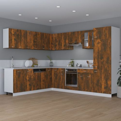 Meuble Haut De Cuisine, Armoire De Cuisine Murale Chêne Fumé 80x31x60 Cm Bois D'ingénierie