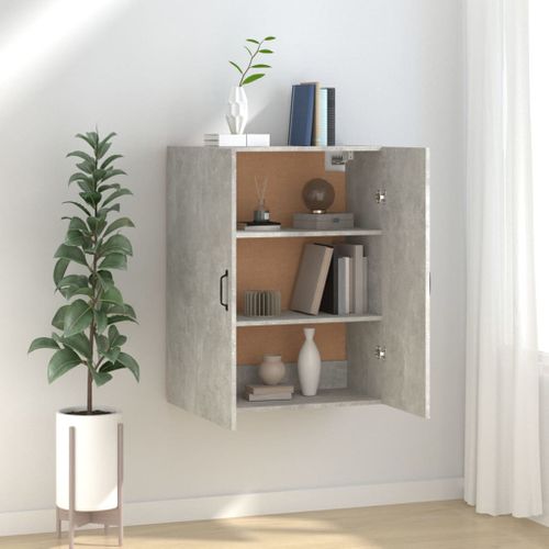 Meuble Haut De Cuisine, Armoire De Cuisine Murale Gris Béton 69,5x34x90 Cm Bois D'ingénierie