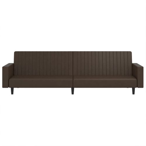 Canapé Convertible - Canapé-lit 2 Places Marron Similicuir - 220x84,5x69cm