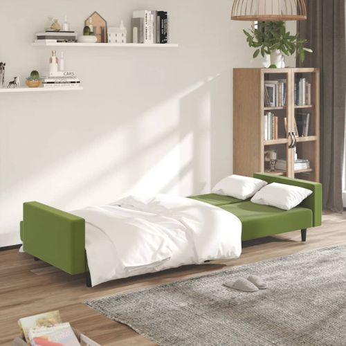 Canapé Convertible - Canapé-lit à 2 Places Vert Clair Velours - 220x84,5x69cm
