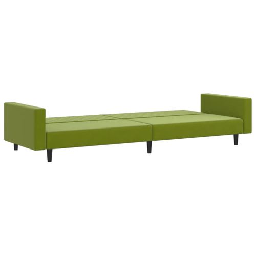 Canapé Convertible - Canapé-lit à 2 Places Vert Clair Velours - 220x84,5x69cm