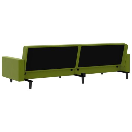 Canapé Convertible - Canapé-lit à 2 Places Vert Clair Velours - 220x84,5x69cm