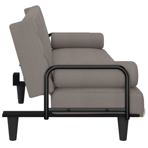 Canapé Convertible - Canapé-lit Avec Accoudoirs Taupe Tissu - 205x89x70cm
