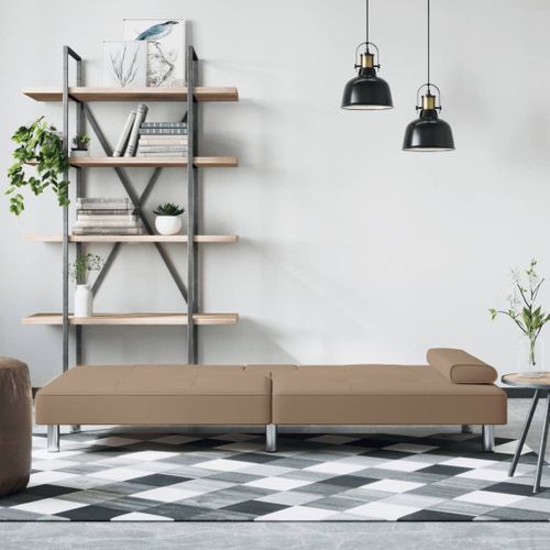 Canapé Convertible - Canapé-lit Avec Porte-gobelets Cappuccino Similicuir - 200x89x70cm