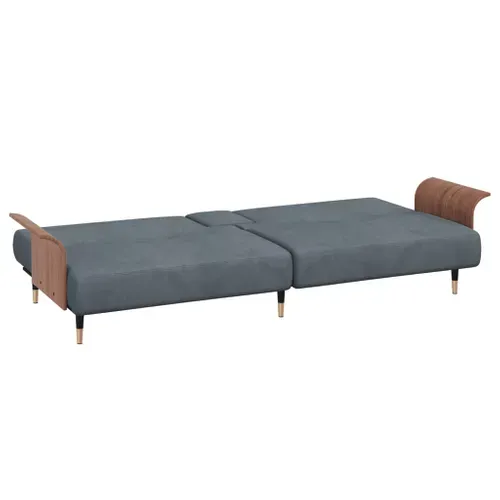 Canapé Convertible - Canapé-lit Avec Porte-gobelets Gris Foncé Velours - 224x89x70cm