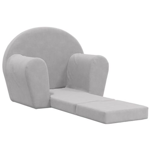 Canapé Convertible - Canapé-lit Pour Enfants Gris Clair Peluche Douce - 57 X (34-90) X 45cm