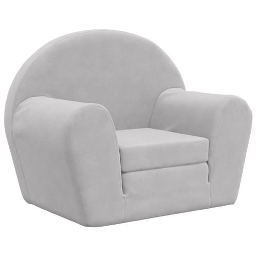 Canapé Convertible - Canapé-lit Pour Enfants Gris Clair Peluche Douce - 57 X (34-90) X 45cm