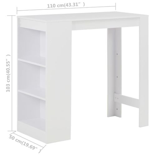 Table De Bar - Table Haute - Table à Manger Avec Étagère Blanc 110x50x103 Cm